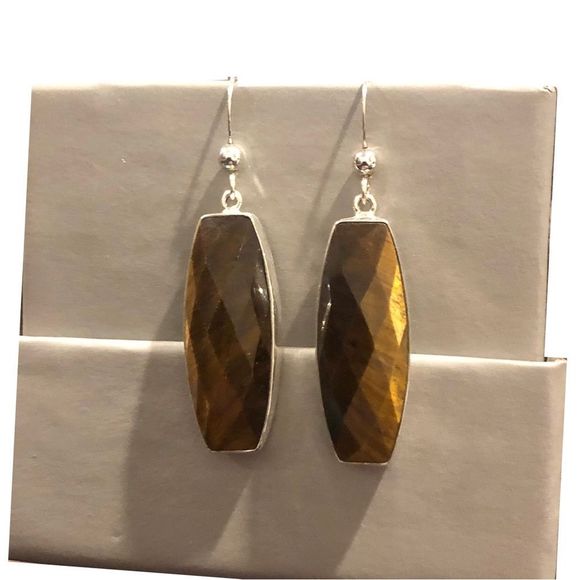 JAY KING DTR Faceted Tigers Eye Sterling Silver 925 Earrings - Picture 7 of 14